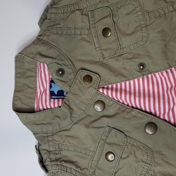 5/$30 OLD NAVY khakhi lined Snap Button Cargo Jacket - Picture 2 of 6
